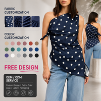 Robe de soirée chic pour femme, été 2026, à pois, dos nu, col asymétrique, respirante, longueur genou, coupe naturelle devant