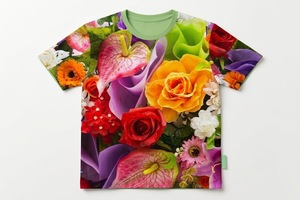 T-shirt à manches courtes pour homme à imprimé floral, col rond, coupe classique, style décontracté, impression par transfert par sublimation, 100% polyester tricoté, lavé - Product Image 3