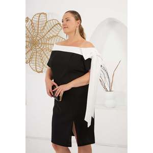 Vestido de Noche Elegante RMG Talla Grande Negro de Poliéster Elástico Tejido para Ocasiones Formales y Fiestas - Product Image 5
