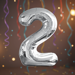 Palloncini Numero Party Love Argento N2 45cm Confezione da 12 Pezzi - Product Image 3