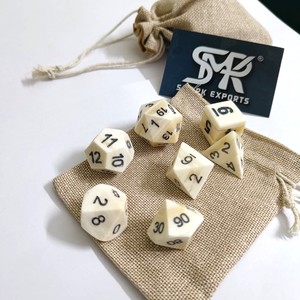 ชุดลูกเต๋ากระดูกควายแท้ลูกเต๋า polyhedral แกะสลักทำด้วยมือสำหรับ RPG DND Pathfinder การเล่นบทบาทและเกมบนโต๊ะคลาสสิก - Product Image 2