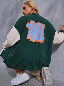 À la mode longue laine tissu femmes Baseball Varsity veste manteau d'hiver personnalisé respirant imperméable caractéristique pour les saisons en plein air - Product Image 2