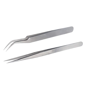 2 Pcs Pince à épiler en acier inoxydable pour extensions de cils Autocollant électronique pour ongles Bijoux strass antistatique non magnétique (rose) - Product Image 2