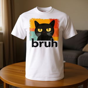 T-shirt con grafica gatto giocoso per adolescenti, unisex, manica corta, girocollo, in cotone, casual, divertente - Product Image 3