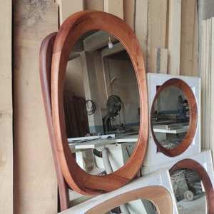 <b>Walnut</b> Asymmetrical Wall Art Deco <b>Mirror</b> Unique Mid-Century Modern Design Handmade Wooden Framed - Product Image 2