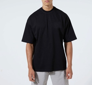 Camiseta Extra Grande para Hombre, Verde Oscuro, Hombros Caídos, Algodón Grueso, Estilo Urbano, Corte Holgado, Lisa, Manga Corta, Deportiva - Product Image 3