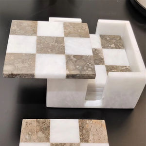 Dessous de verre en pierre naturelle Terrazzo de meilleure qualité Incrustation de résine Motif de marbre Dessous de verre en pierre absorbante Fabriqué en Inde - Product Image 1