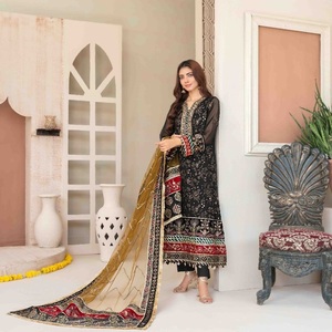 Robes pakistanaises en gros costumes 3 pièces en organza de marque originale par Tawakkal vêtements indiens et pakistanais Maxi de créateur lourd - Product Image 6