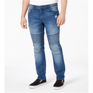 Jeans Moto da Uomo American Rag, Vestibilità Slim, Stile Dritto, Denim Stonewashed, Taglia 34x30, Stile Vintage e Hip Hop, Colore Blu per l'Inverno - Product Image 1