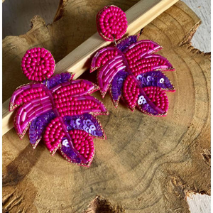 Pendientes de Hoja con Cuentas de Arroz Tejidas a Mano, Estilo Europeo Americano, Bohemios, Exagerados, Accesorios de Oreja con Cuentas para Mujer - Product Image 2