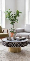Table basse élégante faite à la main, écologique, moderne, imperméable, légère, en MDF de pin avec incrustation osseuse, à poser au sol, pour salon, chambre de bébé, maison