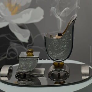 Quemador de incienso y cuenco decorativos de Latón chapado en plata muy bien diseñados - Product Image 5