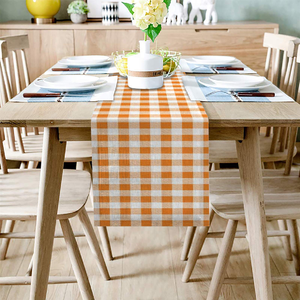 Orange Solid Color Checked Decorative Wedding Party Banquet 100% Organic Cotton GOTS Certificate Indian <b>Table</b> <b>Runners</b> Wholesale - Product Image 1