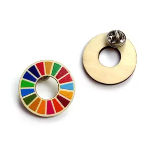 eco friendly wooden SDG souvenir gifts custom wood sdgs pin badge