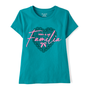 เสื้อยืดลายกราฟฟิคสำหรับเด็กผู้หญิง Familia สีเขียวสไตล์ Y2K สลิมฟิตแขนยาวผูกโบว์ประดับเพชรระบายอากาศได้ - Product Image 2