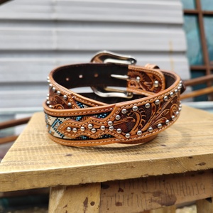 Cinturón vaquero con cuentas, floral, hecho a mano, cinturón de cuero con cuentas personalizado, cinturón vaquero artesanal de diseñador - Product Image 4