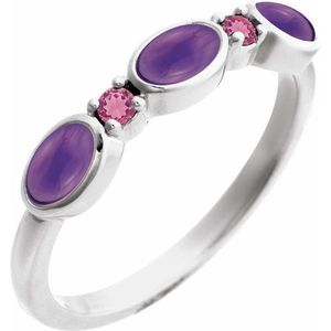 Stuller Accented 14KW Rose <b>Gold</b> Bezel <b>Set</b> <b>Ring</b> Fashionable Letter Shaped Amethyst Trendy Inlay with <b>Gold</b> Plating Gift - Product Image 1
