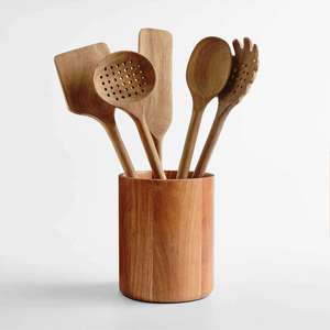 Cuchara de madera Juego de cucharas de cocina natural SERVIDOR DE ENSALADA DE MADERA JUEGO DE 2 HECHO A MANO ÚNICO KETCHENWAR - Product Image 3