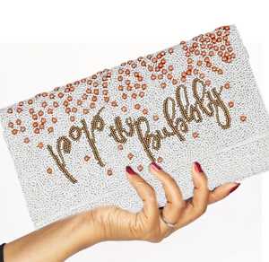 Pop The bubble White Champagne sac à main de mariage avec chaîne et perles - Product Image 5