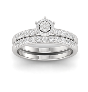 925 Sterling <b>Silver</b> Moissanite <b>Wedding</b> <b>Ring</b> Set Halo Engagement <b>Ring</b> With Matching Band <b>Women</b> Jewelry - Product Image 5