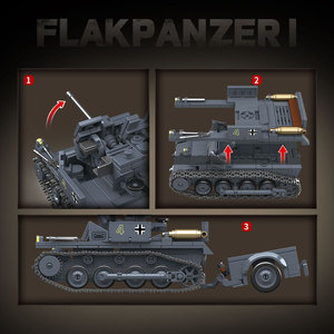 675 pièces - Kit de modèle de char Flakpazner I de la Seconde Guerre mondiale - Jouet de char anti-aéronautique avec mini-soldats - Blocs de construction - Product Image 5