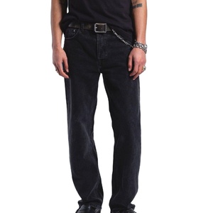 Jean ample rétro délavé pour homme de haute qualité, coupe droite décontractée, taille mi-haute - Product Image 1