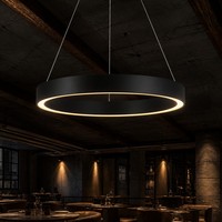 Lustre suspendu LED contemporain pour restaurant et salon, lumière circulaire 800 mm, ambiance cosy