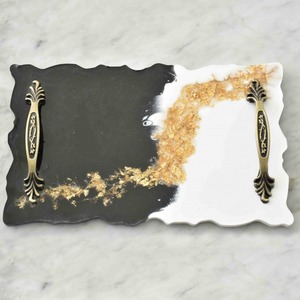 Bandeja de mármol de resina epoxi hecha a mano, centro de mesa decorativo multiusos para boda, mesa de comedor, mesa de centro, sala de estar, hogar - Product Image 5