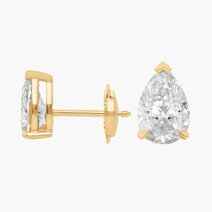 Pendientes de diamantes cultivados en laboratorio con corte pera para novia, 2.00 quilates, diamantes cultivados en laboratorio en oro macizo de 14 quilates, para regalo de aniversario nupcial - Product Image 2