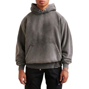 Wholesale Men's Winter Hoodies 100% Cotton Fleece Comfortable Casual Design Heavyweight Street Blank <b>Plain</b> Pullover Hoodies - Product Image 2