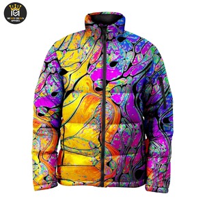 Veste matelassée d'hiver à design personnalisé OEM pour hommes Manteau bulle imprimé par sublimation avec col montant et fermeture éclair Veste d'hiver matelassée - Product Image 1