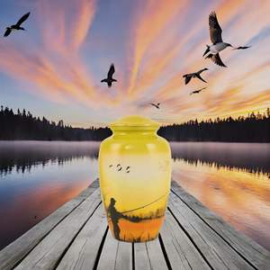 Corona Exportación Pescador Urna de metal Urnas de cremación para cenizas humanas Recuerdo funerario adulto Urna asequible Tamaño personalizado - Product Image 3