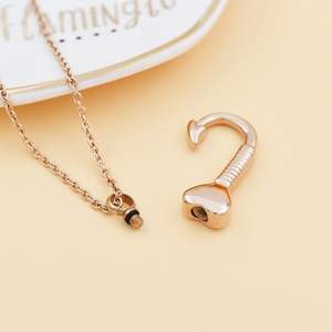 Heart Rose Gold Hook Keepsake Jewelry Stainless Steel Hook Cremation Urn Necklace <b>Pendant</b> <b>Ashes</b> Urn Memorial Unisex Custom Size - Product Image 3