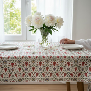 Premium 100% Poplin Cotton Woven Luxury Eco-Friendly Washable Customizable Home <b>Tablecloth</b> 140x180cm Natural Color Durable - Product Image 2