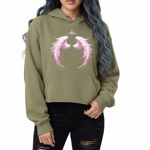 เสื้อครอปฮู้ดดี้ผู้หญิงสำหรับฤดูหนาว ผลิตตามแบบ OEM ออกแบบเองได้ ผ้าฟลีซพรีเมียม ทรงหลวม ปักลาย 3 มิติ ด้านหน้า ดีไซน์ทันสมัย เหมาะสำหรับสตรีทแวร์ - Product Image 5