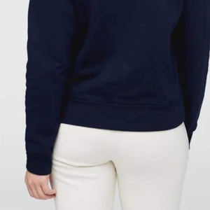 Women Navy Blue <b>Sweatshirt</b> Plain Crewneck Pullover <b>Long</b> Sleeve Casual Loose Fit Soft Fleece Basic Solid Color Sweater - Product Image 5