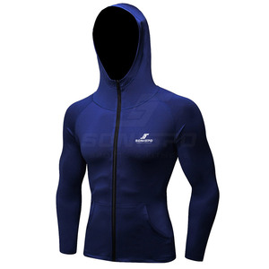 Sudaderas con Capucha de Compresión Sólidas Personalizadas para Hombre, Transpirables, con Bolsillo, para Deportes de Invierno, Jogging, Servicios OEM, Fabricadas en Pakistán - Product Image 1