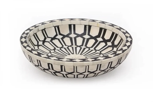 Plateau de service rectangulaire en bois naturel incrusté d'os, fabriqué à la main de qualité supérieure, pour la maison, les restaurants, les hôtels et l'Inde - Product Image 4