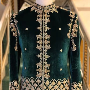 NEW LATEST & BEAUTIFUL BOTTLE GREEN COAT & <b>PANT</b> SUITS WITH EMBELLISHED HIGH QUALITY ZARI EMBROIDERY for PARTY-WEAR/WEDDING=2024 - Product Image 1