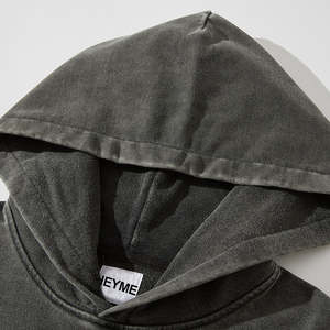 Ropa de calle de invierno personalizada recortada Boxy French Terry Lined Anti-Pilling Sun Faded Rhinestone Acid Wash Pullover Sudadera con capucha de algodón - Product Image 3