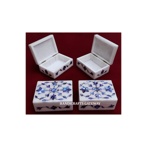 Decorative Jewelry Box for Home Decoration Indian Manufacturer and Wholesaler of Marble Mother of Pearl <b>Blue</b> Inlay Gift <b>Boxes</b> - Product Image 1
