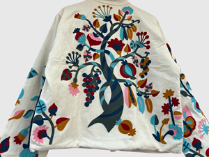 Floral Embroidered Cotton Jacket Mandarin Collar Full Sleeve Prairie Chic Women'<b>s</b> Spring Style Plus Size - Product Image 4