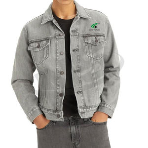 แจ็กเก็ตยีนส์สีทึบสไตล์ไฮสตรีทแจ็กเก็ตยีนส์แบบลำลองตามสั่งมีหลายขนาด - Product Image 4