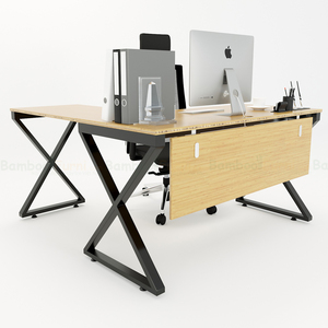 XBamboo BFXB008 L-Shaped PC/Gaming <b>Desk</b> 140x140cm with Assembled Iron Legs Bookshelf and Drawer-Comfortable Computer Table - Product Image 2