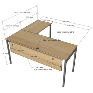 Escritorio Ejecutivo en Forma de L SLEAN HBSL019, Diseño Contemporáneo de Lujo con Patas de Hierro, Material de Madera Contrachapada para Muebles de Oficina - Product Image 2