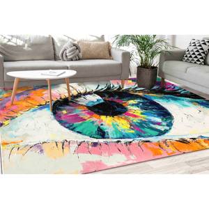 Tapis à motif œil abstrait : Tapis d'appoint coloré imprimé en 3D, tapis doux non tissé - Product Image 2