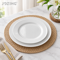 Assiettes rondes en céramique blanche en gros, en stock, avec larges rebords, pour la maison et les restaurants