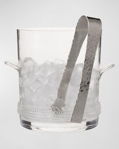 Elegante cubo de hielo de vidrio con base gruesa y grabados florales adecuados para aniversarios, cócteles y recepciones - Product Image 4