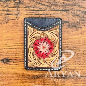 กระเป๋าสตางค์หนังคาวเกิร์ลสำหรับผู้หญิงกระเป๋าใส่บัตรเครดิตลายดอกไม้แบบตะวันตกใหม่ล่าสุดออกแบบได้เอง - Product Image 1