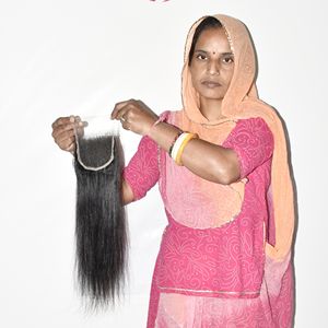 Extensiones de Cabello Humano Remy con Cutícula Alineada, Cierre HD 4x4, Cabello Indio al por Mayor, 100% Templo, Proceso de Doble Trama a Máquina, Sin Color - Product Image 3